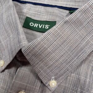 Orvis Button Shirt Men XL Brown Gray Houndstooth NO WRINKLE EZCool Short Sleeve